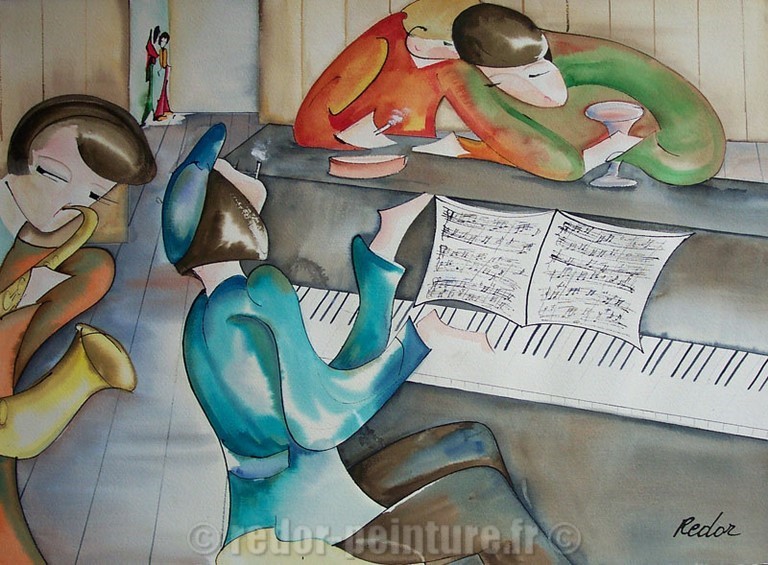 Aquarelle, calligraphie, jazz